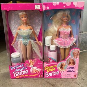 Barbie Bubble Angel and Foam'n Color Dolls in Blue and Pink